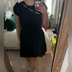 The Gia Mini Nap Dress - Black Tonal Seersucker